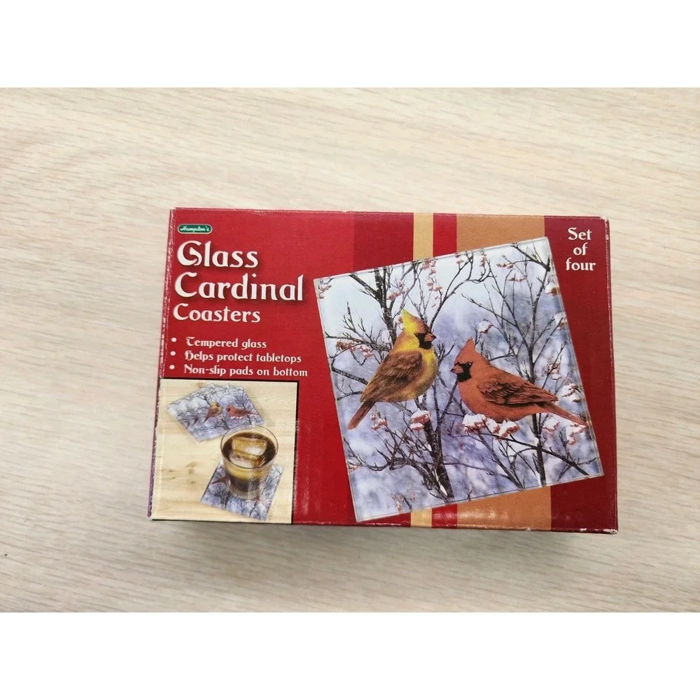 Red Cardinal Coasters Tempered Glass 4